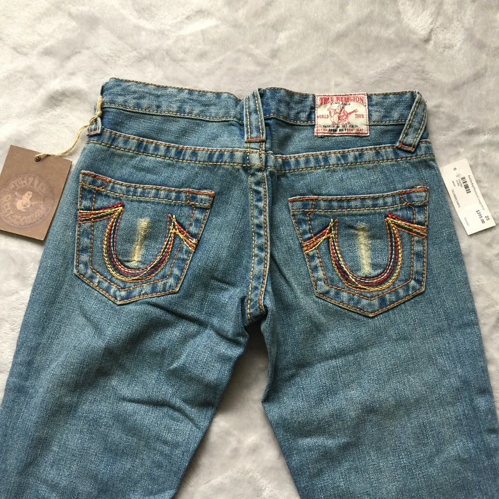 Y2K Vtg TRUE RELIGION Flare Low Rise Bobby Rainbow Cowgirl Jean NWT Retail $275 - Picture 8 of 15